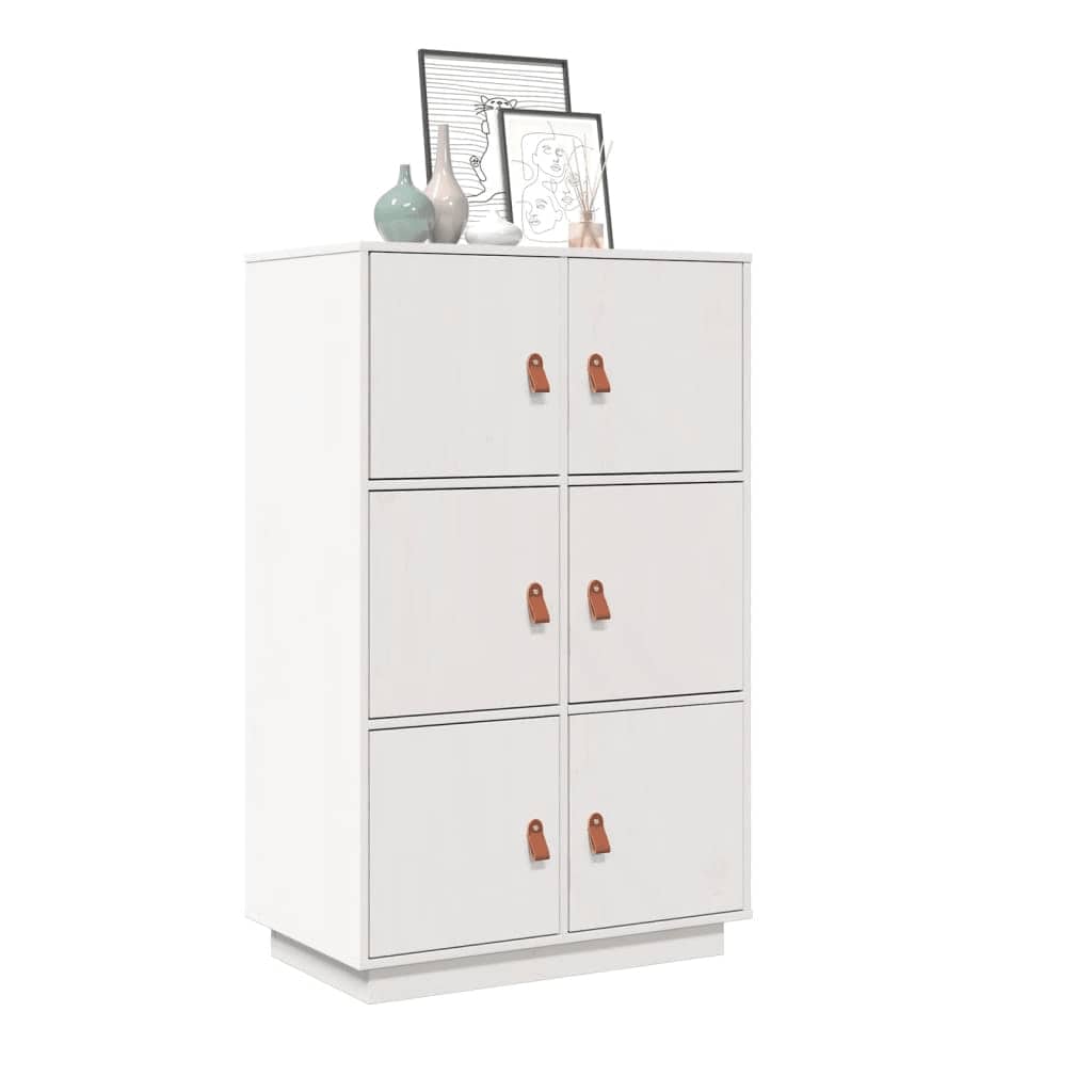 Highboard Weiß 67x40x108,5 cm Massivholz Kiefer